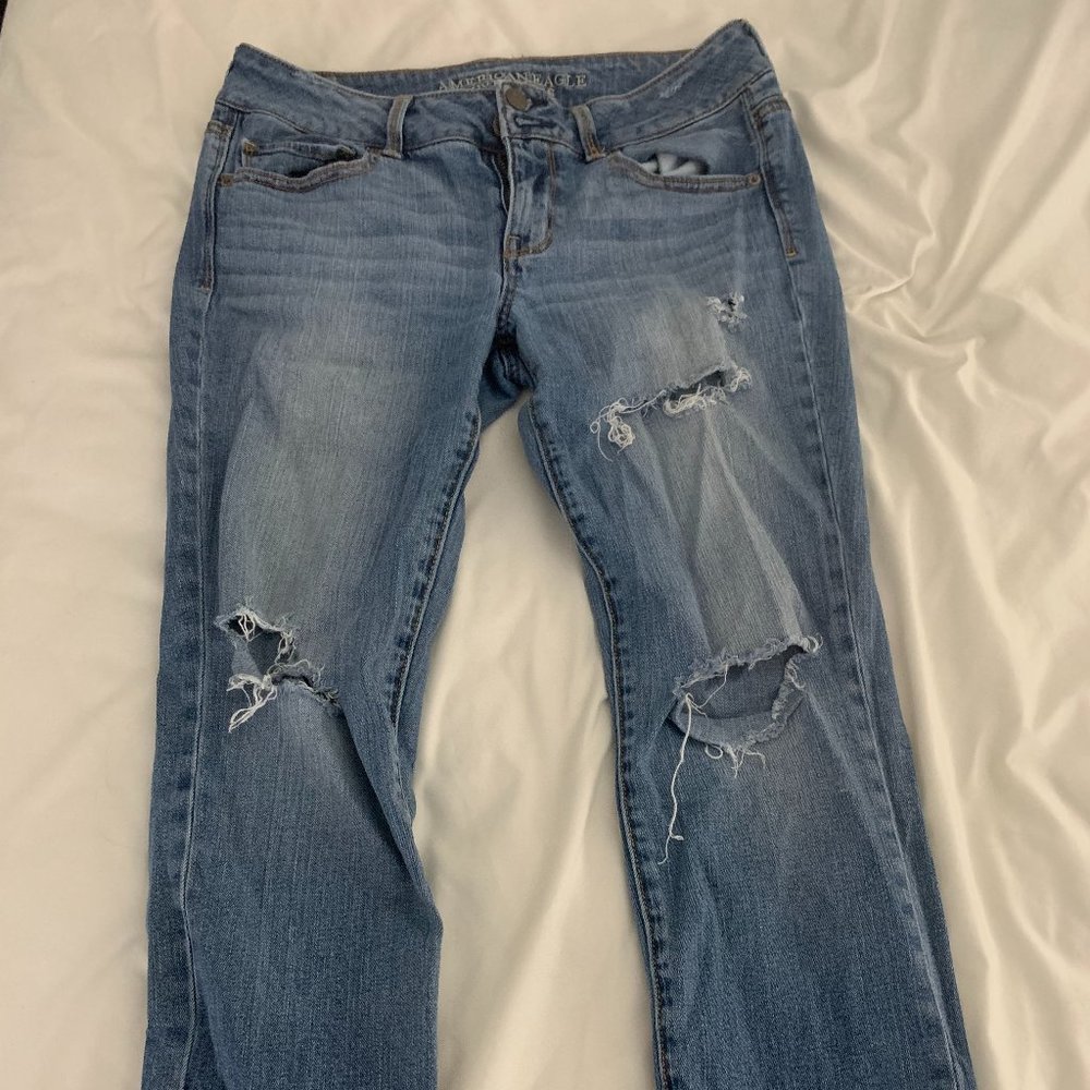 Distressed AE Artist Crop Jeans